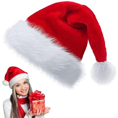 Bismaa Adult Christmas Santa Hat, Red & White Classic Xmas Hats For Adults, Soft Warm Unisex Fancy Dress New Year Party Supplies Costume Accessories Bismaa Adult Christmas Santa Hat, Red & White Classic Xmas Hats For Adults, Soft Warm Unisex Fancy Dress New Year Party Supplies Costume Accessories