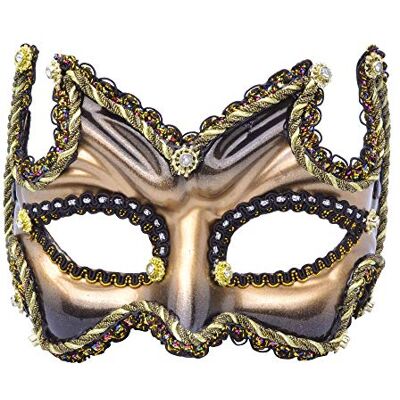 Bristol Novelty EM369 Half Face Mask On Headband, Black and Gold, One Size Bristol Novelty EM369 Half Face Mask On Headband, Black and Gold, One Size