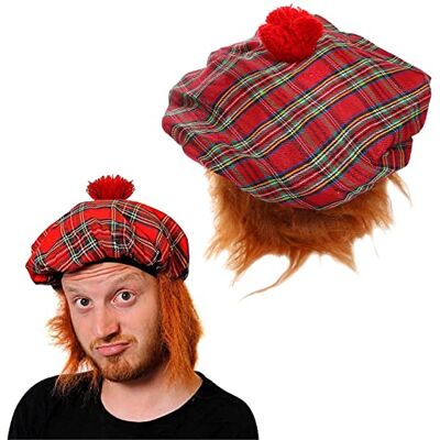 I LOVE FANCY DRESS Adults Tam O' Shanter Hat Pack of 1 Red Adults Tartan Scottish Hat with Attached Ginger Hair Scotland St Andrews Day Burns Night Fancy Dress Costume Accessory I LOVE FANCY DRESS Adults Tam O' Shanter Hat Pack of 1 Red Adults Tartan Scottish Hat with Attached Ginger Hair Scotland St Andrews Day Burns Night Fancy Dress Costume Accessory