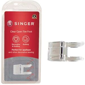 Singer Clear Open Toe Presser Foot Ideal for Appliqué, Decorative Stitching & Surface Embellishments Smooth Feed for Ribbons & Dense Stitches Singer Clear Open Toe Presser Foot Ideal for Appliqué, Decorative Stitching & Surface Embellishments Smooth Feed for Ribbons & Dense Stitches
