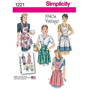 Simplicity sewing pattern 1221: Misses' Vintage Aprons, size A, Paper, White, A (S-M-L) Simplicity sewing pattern 1221: Misses' Vintage Aprons, size A, Paper, White, A (S-M-L)