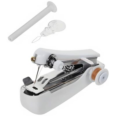 Haodream Handheld Manual Sewing Machine, Portable Small, White Portable Small Sewing Machines for Clothes and Hemming, Handy Needlework Tool, Easy to Use for Home and Travel Haodream Handheld Manual Sewing Machine, Portable Small, White Portable Small Sewing Machines for Clothes and Hemming, Handy Needlework Tool, Easy to Use for Home and Travel