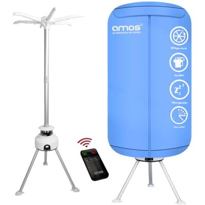 AMOS Eezy Dry Pod Heated Electric Clothes Dryer Digital With Remote 10KG Capacity 1000W Indoor & Outdoor Folding Airer for Laundry Large Foldable Rack for Fast Drying With Cover (Dry Pod PRO) AMOS Eezy Dry Pod Heated Electric Clothes Dryer Digital With Remote 10KG Capacity 1000W Indoor & Outdoor Folding Airer for Laundry Large Foldable Rack for Fast Drying With Cover (Dry Pod PRO)