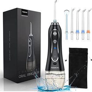 TEBIKIN Cordless Water Flosser, Portable Dental Professional Oral Irrigator with Gravity Ball, Powerful Travel Water Teeth Cleaner with 5 Levels 5 Tips IPX7 Waterproof, 300ML for Home, Travel, Black TEBIKIN Cordless Water Flosser, Portable Dental Professional Oral Irrigator with Gravity Ball, Powerful Travel Water Teeth Cleaner with 5 Levels 5 Tips IPX7 Waterproof, 300ML for Home, Travel, Black