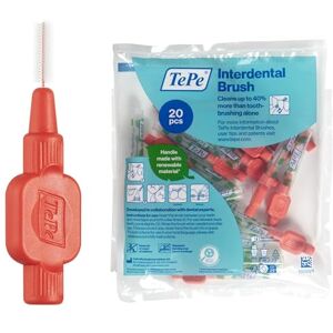 TePe Interdental Brush, Extra Soft, Red, 0.5mm/ISO 2, 20pcs, efficient Cleaning Between Teeth, Plaque Remover and Dental flosser for Narrow Gaps TePe Interdental Brush, Extra Soft, Red, 0.5mm/ISO 2, 20pcs, efficient Cleaning Between Teeth, Plaque Remover and Dental flosser for Narrow Gaps
