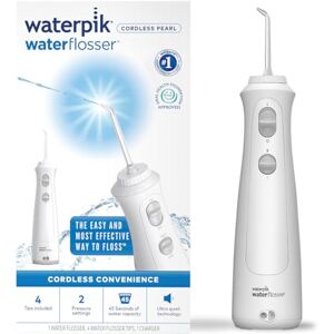 Waterpik Cordless Pearl Water Flosser, Electric Dental Flosser, Rechargeable Dental Plaque Removal Tool, Clean Between Teeth, Oral Irrigator, Ideal for Travel or Small Bathrooms, White, WF-13UK Waterpik Cordless Pearl Water Flosser, Electric Dental Flosser, Rechargeable Dental Plaque Removal Tool, Clean Between Teeth, Oral Irrigator, Ideal for Travel or Small Bathrooms, White, WF-13UK