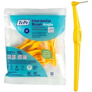 TePe Interdental Brush Angle, Yellow, 0.7mm/ISO 4, 20pcs, Plaque Remover, Easy and efficient Cleaning Between Teeth, Tooth Floss for Small Gaps TePe Interdental Brush Angle, Yellow, 0.7mm/ISO 4, 20pcs, Plaque Remover, Easy and efficient Cleaning Between Teeth, Tooth Floss for Small Gaps
