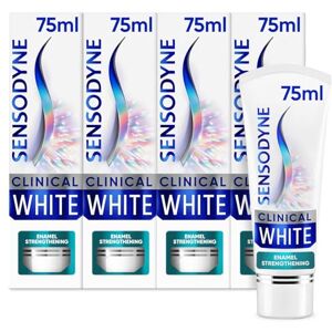 Sensodyne Toothpaste Clinical White, Teeth Whitening Toothpaste for Sensitive Teeth, Enamel Strengthening, Extra Fresh, Multipack 4 x 75ml Sensodyne Toothpaste Clinical White, Teeth Whitening Toothpaste for Sensitive Teeth, Enamel Strengthening, Extra Fresh, Multipack 4 x 75ml
