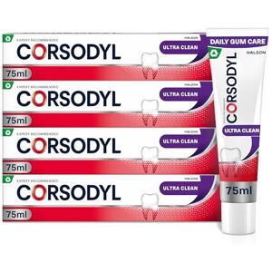 Corsodyl Toothpaste Multipack Ultra Clean, Daily Gum Care, 4x 75ml Corsodyl Toothpaste Multipack Ultra Clean, Daily Gum Care, 4x 75ml
