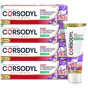 Corsodyl Toothpaste Multipack Gum Strengthen & Protect with Hyaluronic Acid, Fresh Mint, 4x 75ml Corsodyl Toothpaste Multipack Gum Strengthen & Protect with Hyaluronic Acid, Fresh Mint, 4x 75ml
