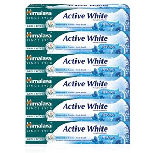 Himalaya Active white Gel Herbal vegetarian Toothpaste with fruit enzymes for teeth whitening Anti-germ For strong teeth and gums Paraben and bleach free -75ml (Pack of 6) Himalaya Active white Gel Herbal vegetarian Toothpaste with fruit enzymes for teeth whitening Anti-germ For strong teeth and gums Paraben and bleach free -75ml (Pack of 6)