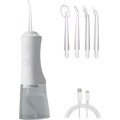 Welari Water Dental Flosser for Teeth Cordless Portable Oral Irrigator 300ml with 4 Jet Tips, 3 Modes, Rechargeable, Waterproof Braces Cleaner Compatible with Oral B Toothpaste White Welari Water Dental Flosser for Teeth Cordless Portable Oral Irrigator 300ml with 4 Jet Tips, 3 Modes, Rechargeable, Waterproof Braces Cleaner Compatible with Oral B Toothpaste White