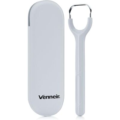 Venneir ® Tongue Scraper with Travel Case, Oral Glide Pro–Bad Breath Treatment, Medical-Grade Stainless Steel– for Adults & Kids. 100% Rustproof, Sleek & Effective Design (Slate White) Venneir ® Tongue Scraper with Travel Case, Oral Glide Pro–Bad Breath Treatment, Medical-Grade Stainless Steel– for Adults & Kids. 100% Rustproof, Sleek & Effective Design (Slate White)