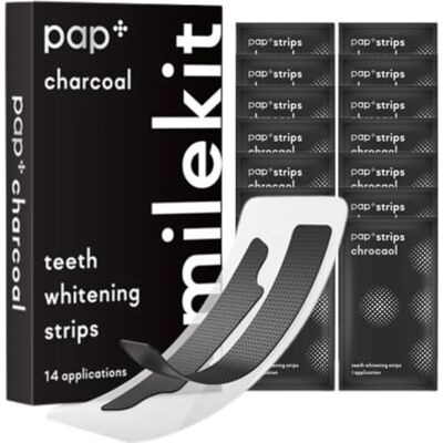 SMILEKIT ® Pap+ Charcoal Teeth Whitening Strips, Pack of 28, 14 Treatments Charcoal EnrichedTeeth Whitening Strips SMILEKIT ® Pap+ Charcoal Teeth Whitening Strips, Pack of 28, 14 Treatments Charcoal EnrichedTeeth Whitening Strips