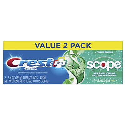 Crest + Scope Complete Whitening Toothpaste Minty Fresh 5.4 oz (153 g) Pack of 2 Crest + Scope Complete Whitening Toothpaste Minty Fresh 5.4 oz (153 g) Pack of 2