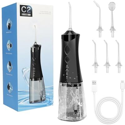 ABIULUM Cordless Water Flosser for Teeth, Oral Irrigator 350ml 4 Modes IPX7 Waterproof Electric Dental Flosser with 5 Jet Tips for Braces, Sensitive Gums, Rechargeable Tooth Cleaner Travel Home ABIULUM Cordless Water Flosser for Teeth, Oral Irrigator 350ml 4 Modes IPX7 Waterproof Electric Dental Flosser with 5 Jet Tips for Braces, Sensitive Gums, Rechargeable Tooth Cleaner Travel Home