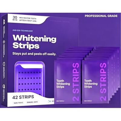 GENTERUN dr dent Teeth Whitening Strips, Purple Colour Correcting Strips for Tooth Stain Removal, No Peroxide Gentle Whitening for Sensitive Teeth, Easy at-Home Dental Whitening Kit, 42 Pieces GENTERUN dr dent Teeth Whitening Strips, Purple Colour Correcting Strips for Tooth Stain Removal, No Peroxide Gentle Whitening for Sensitive Teeth, Easy at-Home Dental Whitening Kit, 42 Pieces