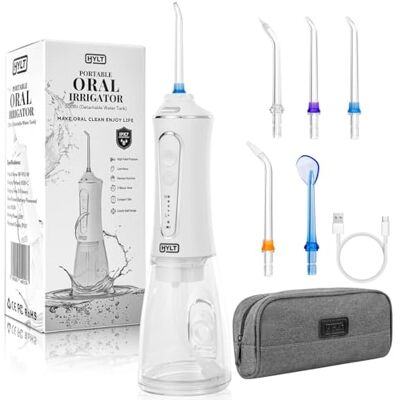 HYLT Cordless Water Flosser for Teeth with Carry Bag – Rechargeable 300ML Oral Irrigator, 5 Modes & 5 Jet Tips for Teeth, Braces & Gum Care – Perfect for Home & Travel Use (White) HYLT Cordless Water Flosser for Teeth with Carry Bag – Rechargeable 300ML Oral Irrigator, 5 Modes & 5 Jet Tips for Teeth, Braces & Gum Care – Perfect for Home & Travel Use (White)