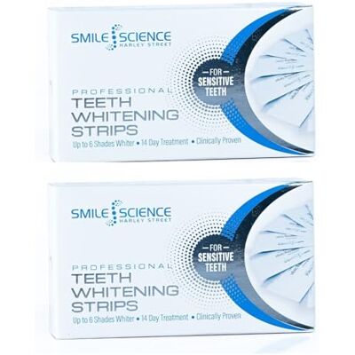 Smile Science Harley Street Teeth Whitening Strips 56 Strips, Twin Pack Up to 6 Shades Whiter in 14 Days 100% Enamel Safe Vegan Tooth Whitening- Tooth Whitener Smile Science Harley Street Teeth Whitening Strips 56 Strips, Twin Pack Up to 6 Shades Whiter in 14 Days 100% Enamel Safe Vegan Tooth Whitening- Tooth Whitener