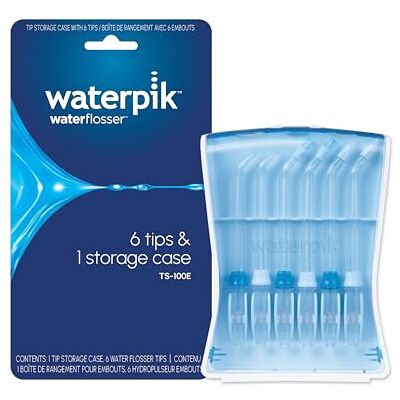 Waterpik Water Flosser Replacement Tips in Storage Case, Classic Jet, Orthodontic and Plaque Seeker Tips in Handy and Hygienic Case, Pack of 6 Waterpik Water Flosser Replacement Tips in Storage Case, Classic Jet, Orthodontic and Plaque Seeker Tips in Handy and Hygienic Case, Pack of 6