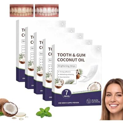 QINGLANJI Teeth Brightening Strips with Coconut Oil, Sensitive Teeth Patches, Enamel Friendly Oral Care Strips, Effective Whitening Formula,Removes Stains, Freshens Breath for Daily Oral Hygiene (5pcs) QINGLANJI Teeth Brightening Strips with Coconut Oil, Sensitive Teeth Patches, Enamel Friendly Oral Care Strips, Effective Whitening Formula,Removes Stains, Freshens Breath for Daily Oral Hygiene (5pcs)