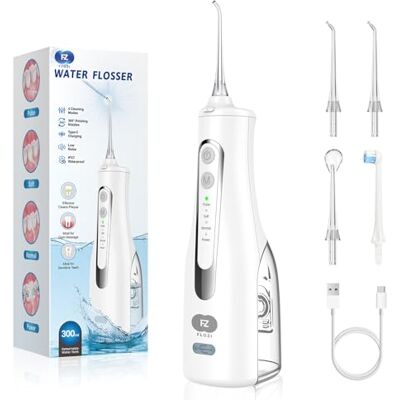 FLOZI Advanced Cordless Dental Water Flosser for Teeth, Oral Irrigator with 4 Tips Water Jet, 300ML Tank, USB-C Rechargeable, IPX7 Waterproof, Portable for Travel & Home FLOZI Advanced Cordless Dental Water Flosser for Teeth, Oral Irrigator with 4 Tips Water Jet, 300ML Tank, USB-C Rechargeable, IPX7 Waterproof, Portable for Travel & Home