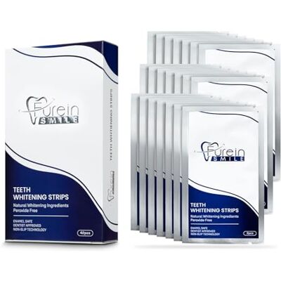 FUREIN SMILE Teeth Whitening Strips, Mint Flavour Whitening Strips with Peroxide Free Formula -Gentle Dental Care & Fresh Breath Pack of 42(21days Treatments) FUREIN SMILE Teeth Whitening Strips, Mint Flavour Whitening Strips with Peroxide Free Formula -Gentle Dental Care & Fresh Breath Pack of 42(21days Treatments)