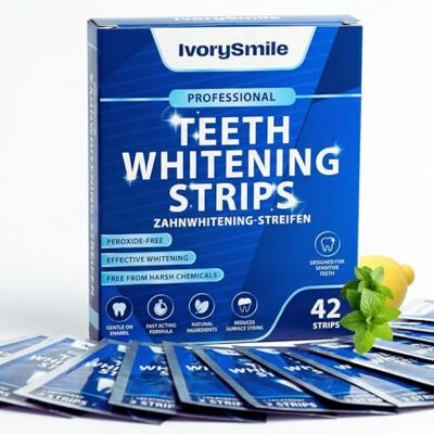 IvorySmile Professional Teeth Whitening Strips 21 Treatments Safe for Enamel Non Sensitive Teeth Whitening Bright Smile Without Any Harm Pack of 42 Strips + Mouth Opener Included IvorySmile Professional Teeth Whitening Strips 21 Treatments Safe for Enamel Non Sensitive Teeth Whitening Bright Smile Without Any Harm Pack of 42 Strips + Mouth Opener Included