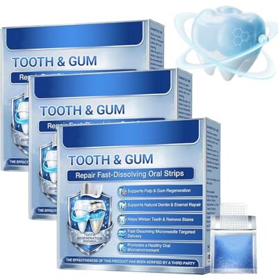 Sovtay Glimmerly Tooth & Gum Repair Fast-Dissolving Oral Strips, Tooth & Gum Repair Oral Strips, Gentle Oral Care, Whiten Teeth and Freshen Breath (3PCS) Sovtay Glimmerly Tooth & Gum Repair Fast-Dissolving Oral Strips, Tooth & Gum Repair Oral Strips, Gentle Oral Care, Whiten Teeth and Freshen Breath (3PCS)