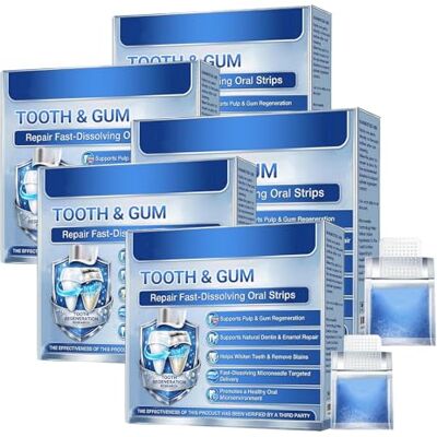 Sovtay Glimmerly Tooth & Gum Repair Fast-Dissolving Oral Strips, Tooth & Gum Repair Oral Strips, Gentle Oral Care, Whiten Teeth and Freshen Breath (5PCS) Sovtay Glimmerly Tooth & Gum Repair Fast-Dissolving Oral Strips, Tooth & Gum Repair Oral Strips, Gentle Oral Care, Whiten Teeth and Freshen Breath (5PCS)