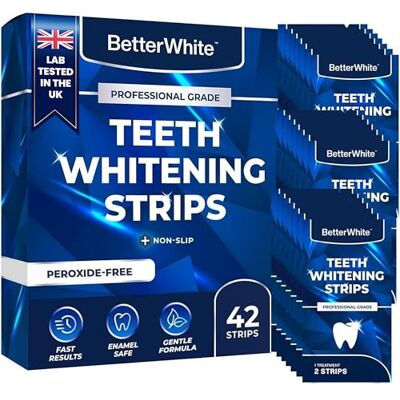 BetterWhite Professional Teeth Whitening Strips 21 Treatments Enamel Safe Non-Sensitive Formula 42 Peroxide-Free Strips Dentist Formulated Teeth Whitening Kit + Mouth Opener Included BetterWhite Professional Teeth Whitening Strips 21 Treatments Enamel Safe Non-Sensitive Formula 42 Peroxide-Free Strips Dentist Formulated Teeth Whitening Kit + Mouth Opener Included