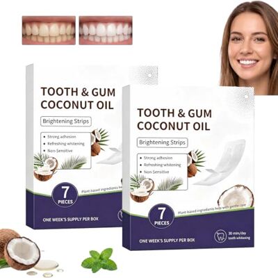 QINGLANJI Teeth Brightening Strips with Coconut Oil, Sensitive Teeth Patches, Enamel Friendly Oral Care Strips, Effective Whitening Formula,Removes Stains, Freshens Breath for Daily Oral Hygiene (2pcs) QINGLANJI Teeth Brightening Strips with Coconut Oil, Sensitive Teeth Patches, Enamel Friendly Oral Care Strips, Effective Whitening Formula,Removes Stains, Freshens Breath for Daily Oral Hygiene (2pcs)