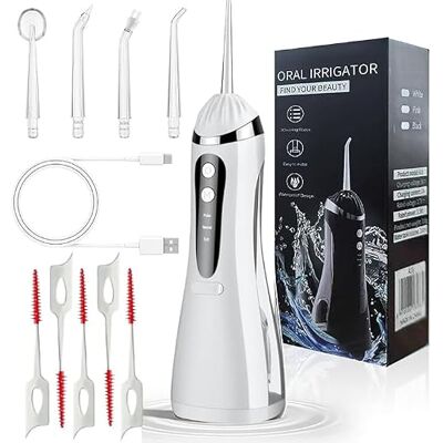 Noor Zala Water Flosser Portable Cordless Water Flosser Oral Irrigator with IPX7 Waterproof Design, USB-C Rechargeable Dental Water Jet, 200ml Tank, 5+ Pressure Levels for Deep Teeth & Gum Cleaning Noor Zala Water Flosser Portable Cordless Water Flosser Oral Irrigator with IPX7 Waterproof Design, USB-C Rechargeable Dental Water Jet, 200ml Tank, 5+ Pressure Levels for Deep Teeth & Gum Cleaning