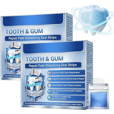 Sovtay Glimmerly Tooth & Gum Repair Fast-Dissolving Oral Strips, Tooth & Gum Repair Oral Strips, Gentle Oral Care, Whiten Teeth and Freshen Breath (2PCS) Sovtay Glimmerly Tooth & Gum Repair Fast-Dissolving Oral Strips, Tooth & Gum Repair Oral Strips, Gentle Oral Care, Whiten Teeth and Freshen Breath (2PCS)