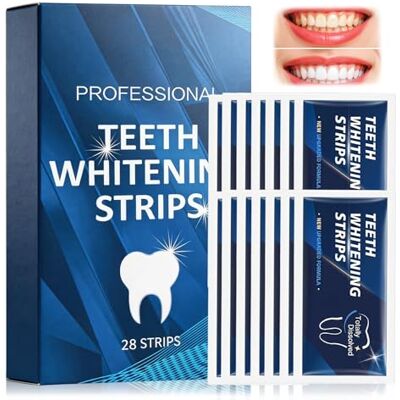 Bodiiwuliu Pack of 28 Strips Teeth Whitening Strips, Tooth Whitening Strip, Powder Alternative, Whitening Kits, Removes Coffee, Wine, Smoke Stains, Blue Bodiiwuliu Pack of 28 Strips Teeth Whitening Strips, Tooth Whitening Strip, Powder Alternative, Whitening Kits, Removes Coffee, Wine, Smoke Stains, Blue