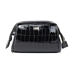 FENIA Women's Cosmetic Bag - Black - 19x11x5 cm - Elegant, Faux Leather FENIA Women's Cosmetic Bag - Black - 19x11x5 cm - Elegant, Faux Leather