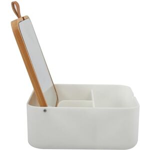 Spirella Alais Cosmetic Mirror with Shelf for Make-Up, Cosmetics, Table Mirror Bamboo, White/Natural Spirella Alais Cosmetic Mirror with Shelf for Make-Up, Cosmetics, Table Mirror Bamboo, White/Natural