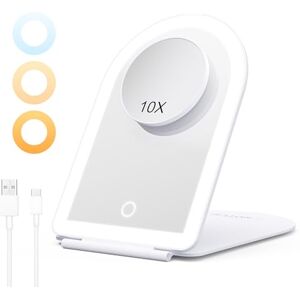 BESTOPE PRO Rechargeable Travel Makeup Vanity Mirror with 56 LED Lights, Portable Lighted Makeup Beauty Mirror with 10X Magnifying, Tabletop LED Folding Cosmetic Mirror with Lights, 3 Color Lighting, White BESTOPE PRO Rechargeable Travel Makeup Vanity Mirror with 56 LED Lights, Portable Lighted Makeup Beauty Mirror with 10X Magnifying, Tabletop LED Folding Cosmetic Mirror with Lights, 3 Color Lighting, White