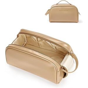 SaYoc Travel Makeup Bag,Large Capacity Cosmetic Bags for Women,Waterproof Portable Pouch Open Flat Toiletry Bag Make up Organizer with Divider and Handle (S-Brown,Medium) SaYoc Travel Makeup Bag,Large Capacity Cosmetic Bags for Women,Waterproof Portable Pouch Open Flat Toiletry Bag Make up Organizer with Divider and Handle (S-Brown,Medium)