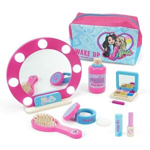 Barbie Wooden Toy Set with Mirror & Carry Case – Pretend Play Beauty Set for Kids – Includes Brush, Lipstick, Blusher, Eyeshadow, Body Spray & Accessories, Pink Vanity Makeup Set Barbie Wooden Toy Set with Mirror & Carry Case – Pretend Play Beauty Set for Kids – Includes Brush, Lipstick, Blusher, Eyeshadow, Body Spray & Accessories, Pink Vanity Makeup Set