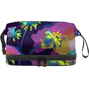 Nuff Coconut Tree Silhouette Double-Layer Makeup Bag for Women and Girls, Large Cosmetic Bags Travel Toiletry Bag, Cosmetic Case Make up Organizer with Carry Handle Nuff Coconut Tree Silhouette Double-Layer Makeup Bag for Women and Girls, Large Cosmetic Bags Travel Toiletry Bag, Cosmetic Case Make up Organizer with Carry Handle