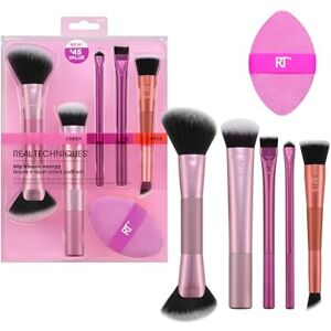 REAL TECHNIQUES Big Blends Energy Brush + Dual-Sided Puff, 6 Piece Kit for Powder, Cream & Liquid Application, Precision Tools for Contour, Blending & Finishing, Vegan & Cruelty-Free REAL TECHNIQUES Big Blends Energy Brush + Dual-Sided Puff, 6 Piece Kit for Powder, Cream & Liquid Application, Precision Tools for Contour, Blending & Finishing, Vegan & Cruelty-Free