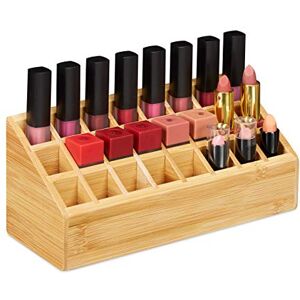 Relaxdays Bamboo Lipstick Organiser, 24 Holders, Natural Look, Rack For Lipsticks & Brush, HWD 10x23x9 cm, Natural Relaxdays Bamboo Lipstick Organiser, 24 Holders, Natural Look, Rack For Lipsticks & Brush, HWD 10x23x9 cm, Natural