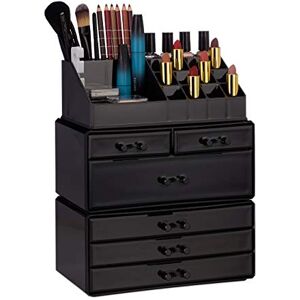 Relaxdays Cosmetic Organiser with 6 Drawers 22 Compartments Make Up Organiser Large Acrylic Makeup Storage, Black, 29 x 23.5 x 14 cm Relaxdays Cosmetic Organiser with 6 Drawers 22 Compartments Make Up Organiser Large Acrylic Makeup Storage, Black, 29 x 23.5 x 14 cm