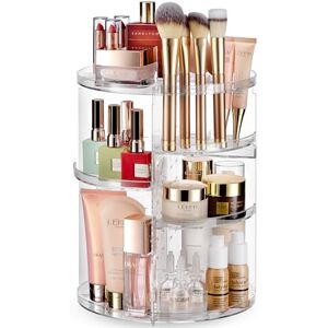 Masirs 360 Rotating Makeup Organizer Adjustable Shelf Height and Fully Rotatable. The Perfect Cosmetic Organizer for Bedroom Dresser or Vanity Countertop. (Clear) Masirs 360 Rotating Makeup Organizer Adjustable Shelf Height and Fully Rotatable. The Perfect Cosmetic Organizer for Bedroom Dresser or Vanity Countertop. (Clear)