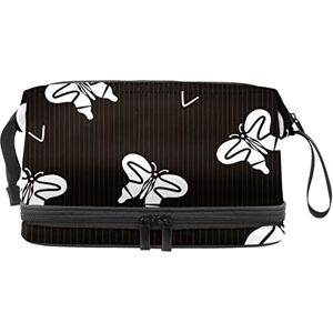 Nuff White Butterfly Double-Layer Makeup Bag for Women and Girls, Large Cosmetic Bags Travel Toiletry Bag, Cosmetic Case Make up Organizer with Carry Handle Nuff White Butterfly Double-Layer Makeup Bag for Women and Girls, Large Cosmetic Bags Travel Toiletry Bag, Cosmetic Case Make up Organizer with Carry Handle