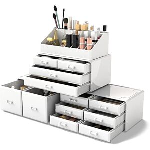 READAEER Makeup Cosmetic Organiser Storage Drawers Display Boxes Case with 12 Drawers, 4 Pieces, Freely Combined and Stacked. READAEER Makeup Cosmetic Organiser Storage Drawers Display Boxes Case with 12 Drawers, 4 Pieces, Freely Combined and Stacked.