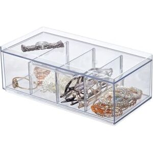 InterDesign iDesign The Sarah Tanno Collection Plastic Cosmetic Drawer Organizer, Clear/White Large InterDesign iDesign The Sarah Tanno Collection Plastic Cosmetic Drawer Organizer, Clear/White Large