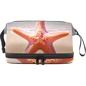 Nuff Sea Starfish and Sky Double-Layer Makeup Bag for Women and Girls, Large Cosmetic Bags Travel Toiletry Bag, Cosmetic Case Make up Organizer with Carry Handle Nuff Sea Starfish and Sky Double-Layer Makeup Bag for Women and Girls, Large Cosmetic Bags Travel Toiletry Bag, Cosmetic Case Make up Organizer with Carry Handle
