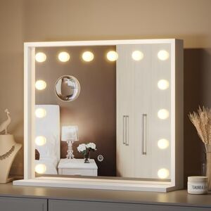 Mondeer Hollywood Vanity Mirror with Lights, 60x50cm Large Illuminated Makeup Mirror with 14 Dimmable Led Bulbs, 3 Color Lighting Modes, Touch Screen Control, Dressing Table Mirror for Bedroom Mondeer Hollywood Vanity Mirror with Lights, 60x50cm Large Illuminated Makeup Mirror with 14 Dimmable Led Bulbs, 3 Color Lighting Modes, Touch Screen Control, Dressing Table Mirror for Bedroom